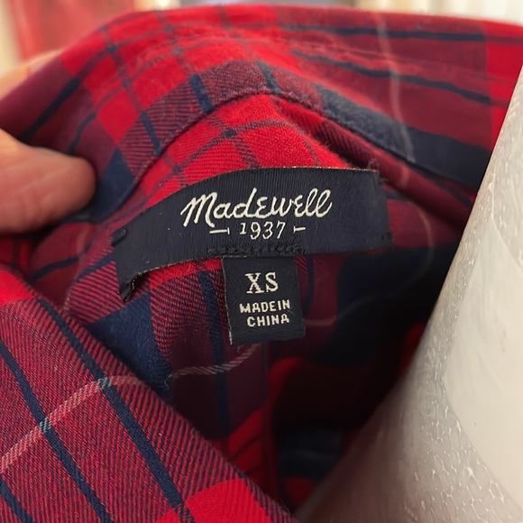 Red plaid button shirt x small - Picture 2 of 5